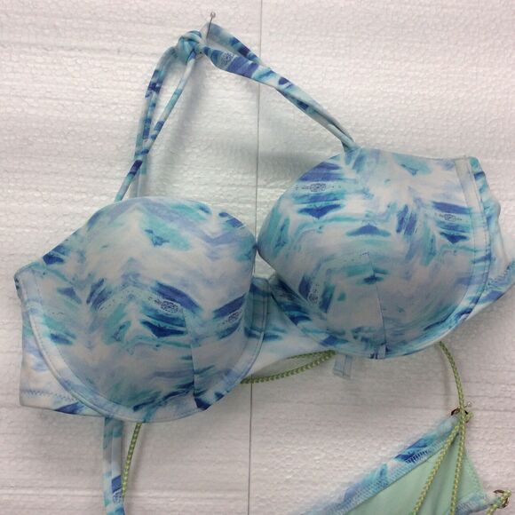 Victoria's Secret The Knockout 2 Pc Bikini Tie Dye Beach Top Size 34D Bottom Lg - Picture 3 of 12